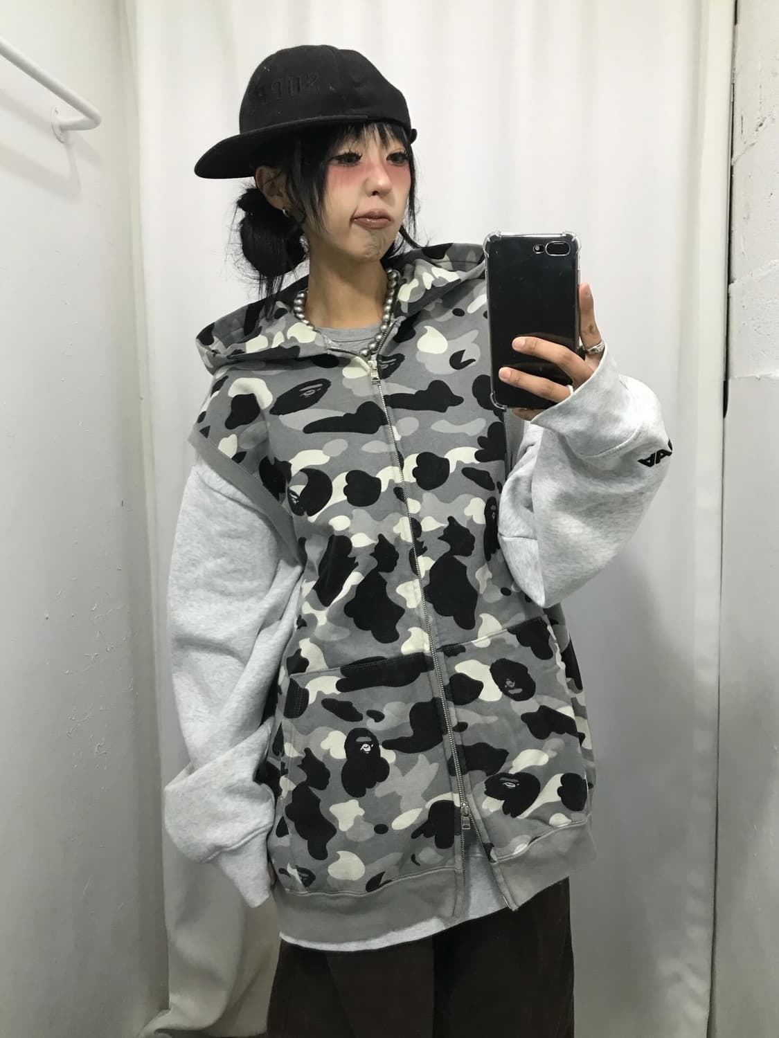 Bape Grey Camouflage Two-Way Hooded Vest 상품이미지5