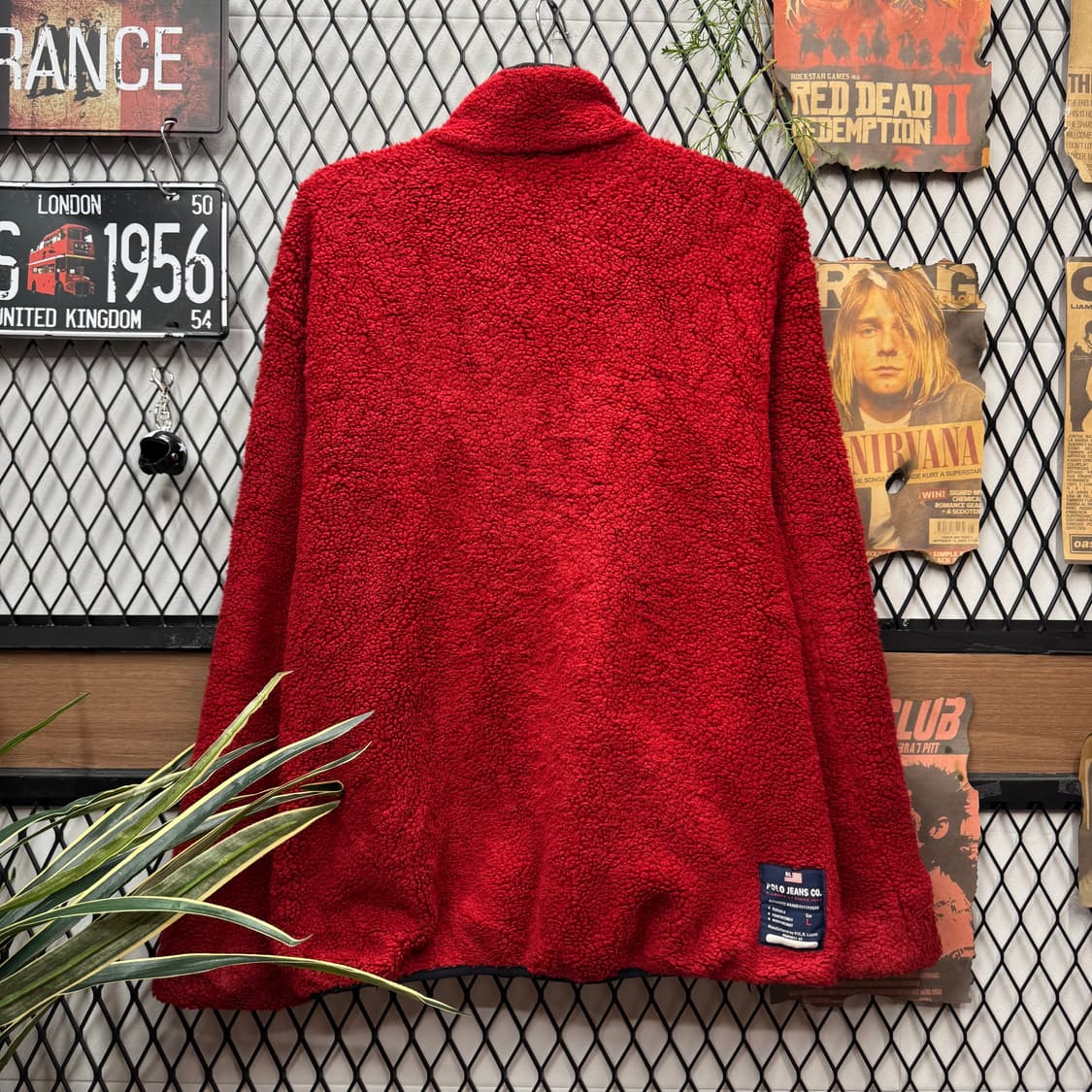 90s 폴로 랄프로렌 진스 플리스 자켓 전면 집업 포켓 포인트 레드 상품이미지2