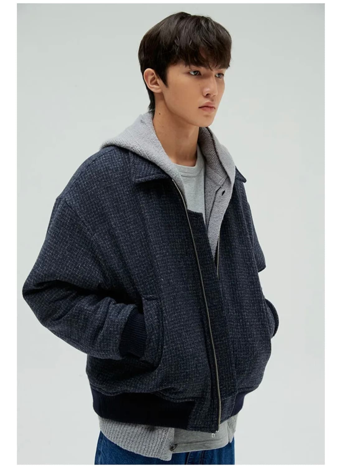 [홀리선] 울 블루종 트위드 자켓 - 네이비 상품이미지4