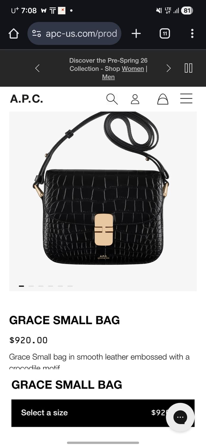 아페쎄 그레이스백 크록 블랙 느와르 상품이미지1