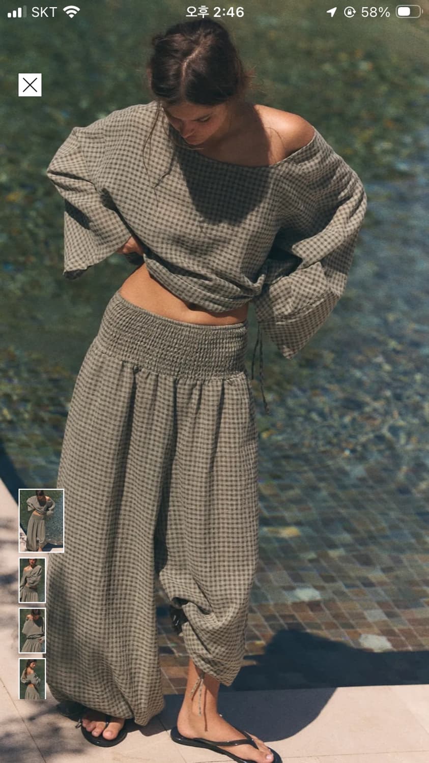 ZARA 자라 체크 케이프 셔츠/엘라스틱 웨이스트 팬츠 상품이미지2