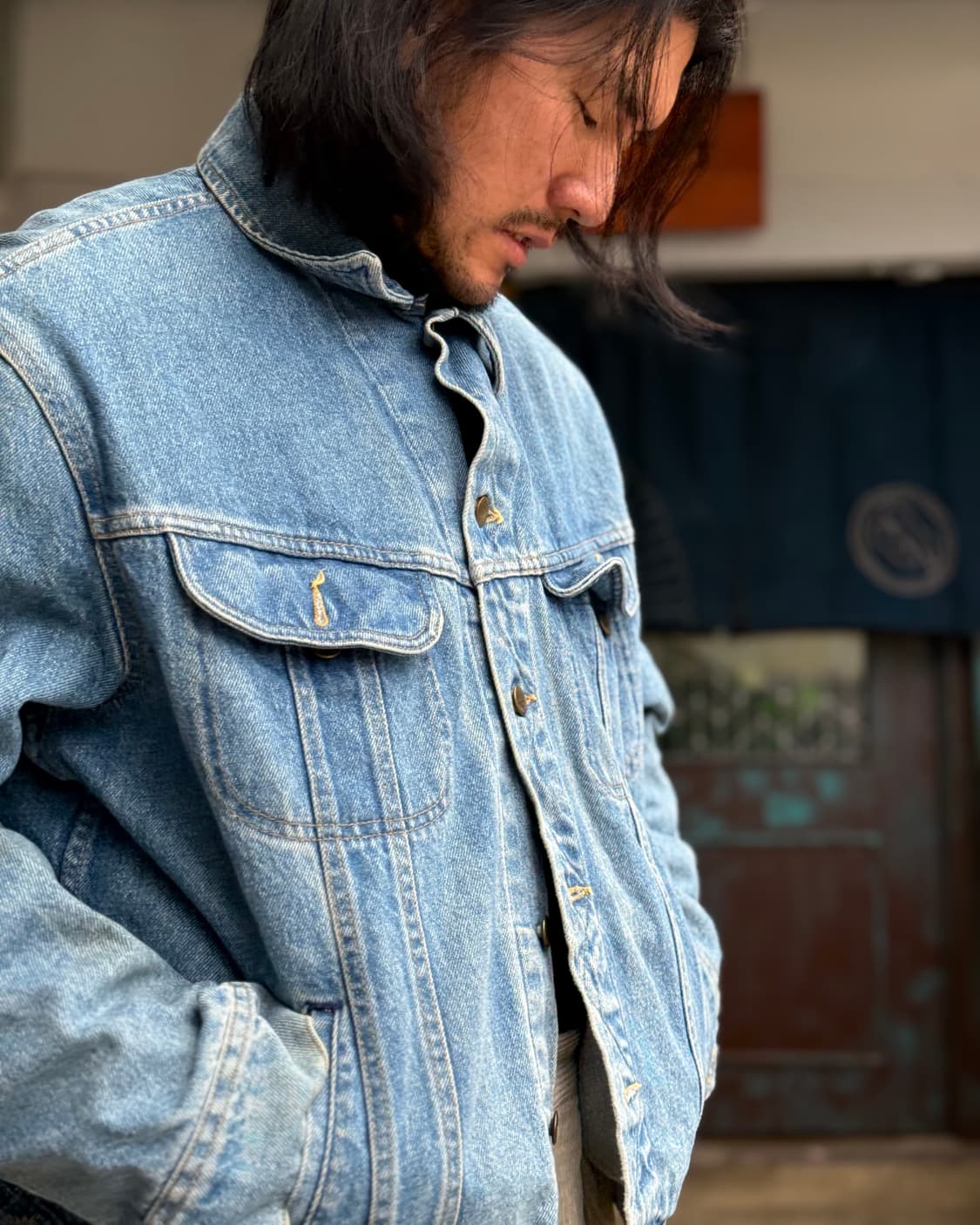 80's Lee x 하드록 카페 데님 트러커 자켓 L 상품이미지9