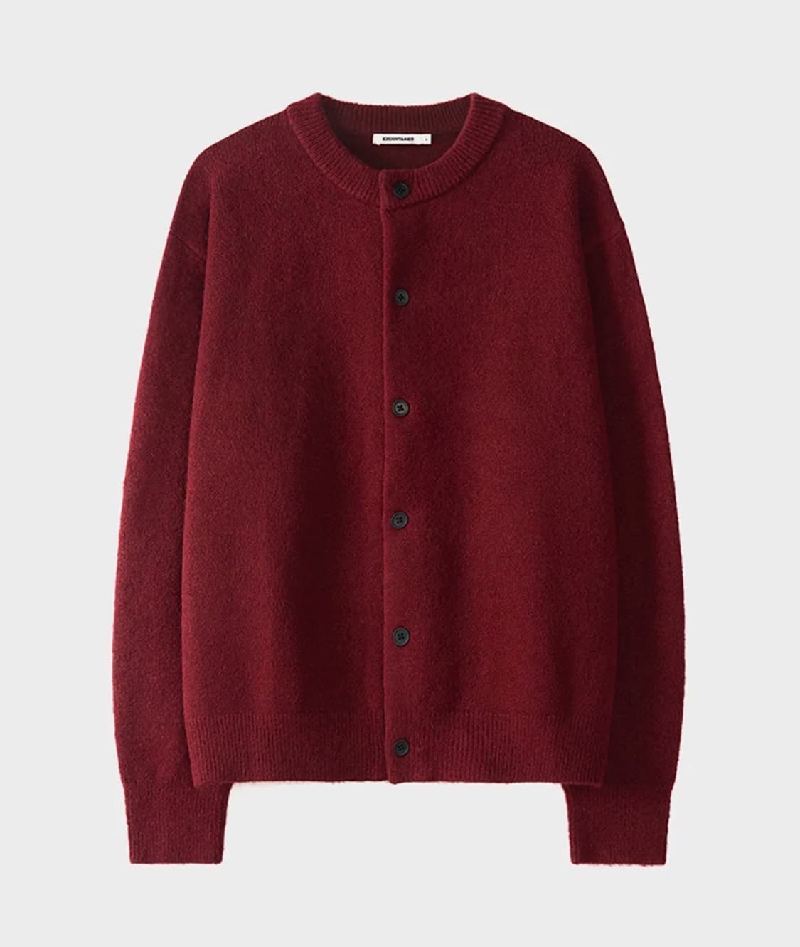 (XL) 엑스컨테이너 미니멀 버튼 라운드넥 가디건 (DARK RED) 상품이미지1