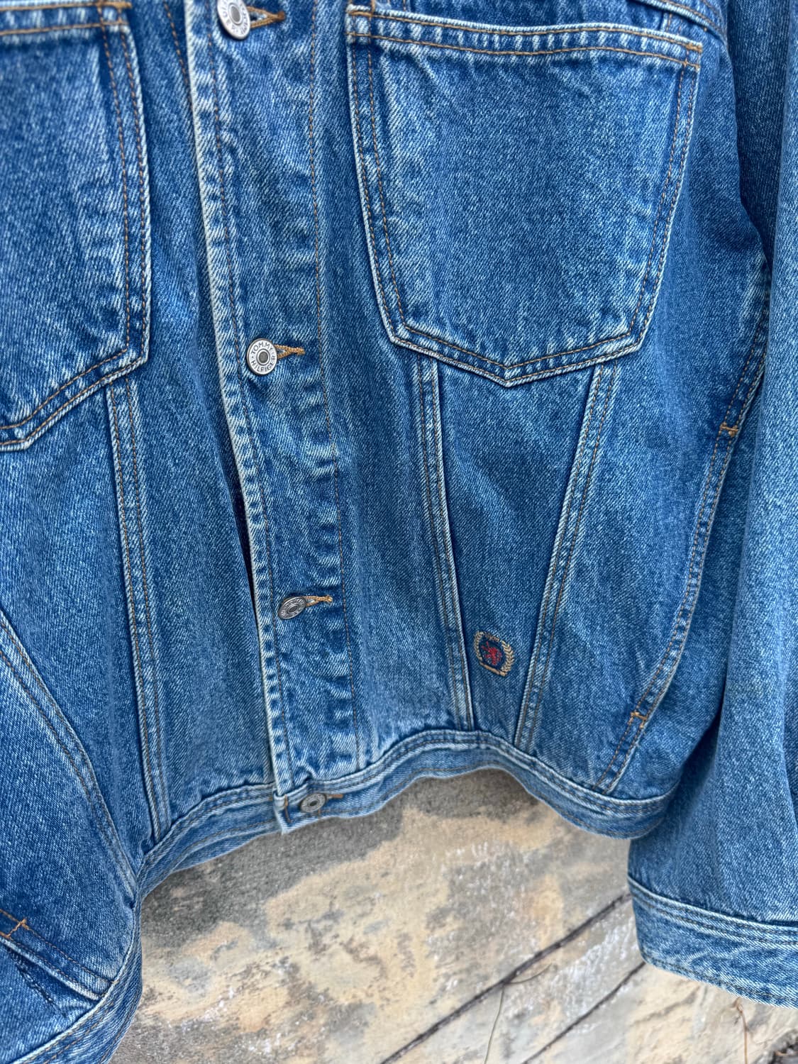 90s 타미힐피거 빈티지 빅 로고 데님 자켓 L 상품이미지5