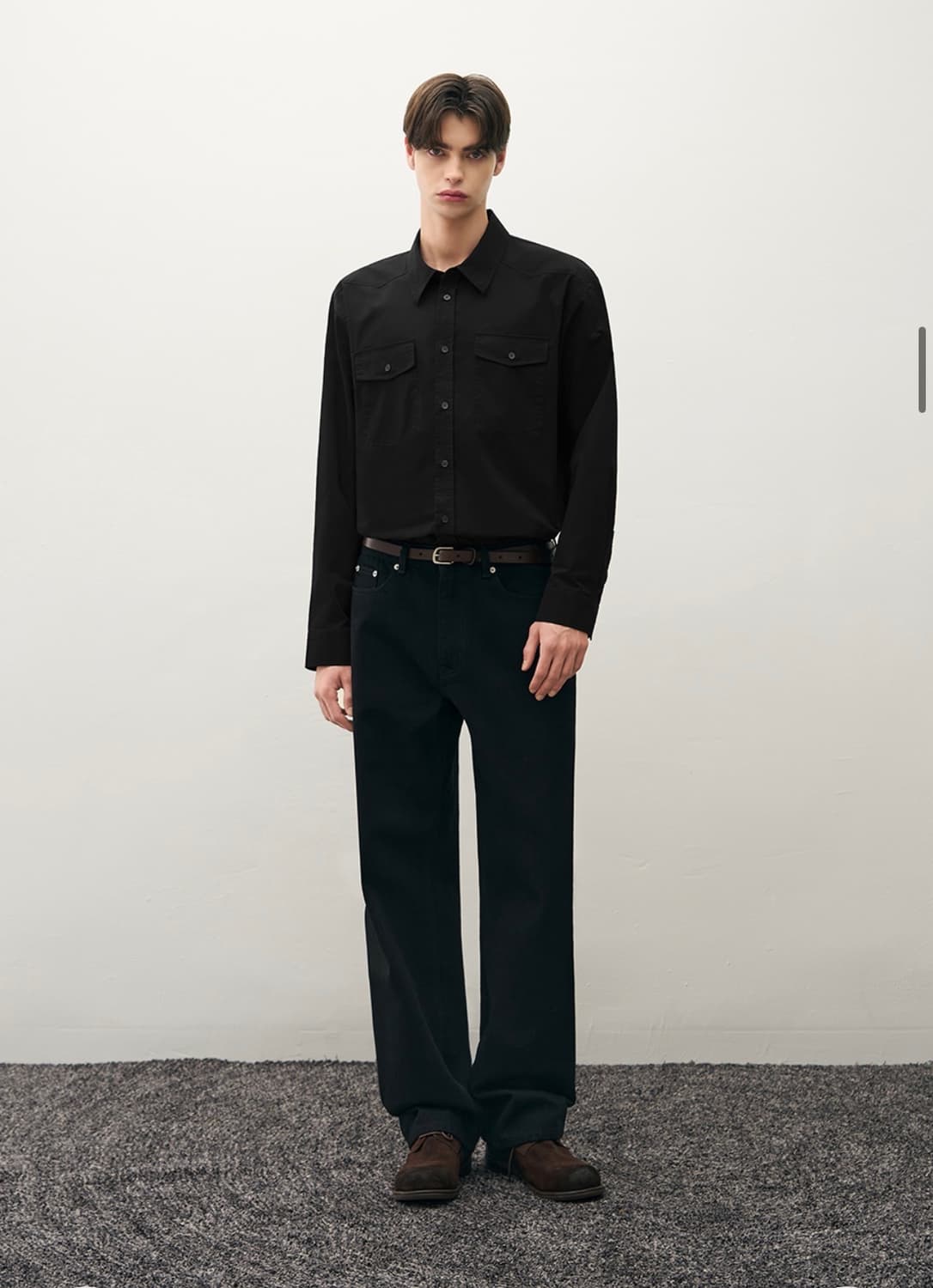 (새상품)(XL) 드로우핏 워시드 코튼 웨스턴 셔츠 [BLACK] 판매 상품이미지4