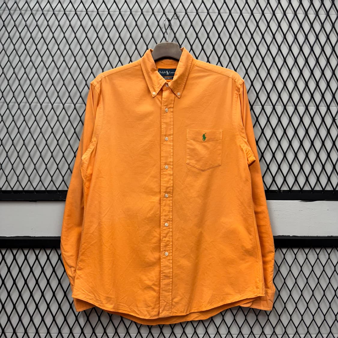 폴로 랄프로렌 솔리드 긴팔 셔츠 그린 포니 포인트 오렌지 상품이미지1