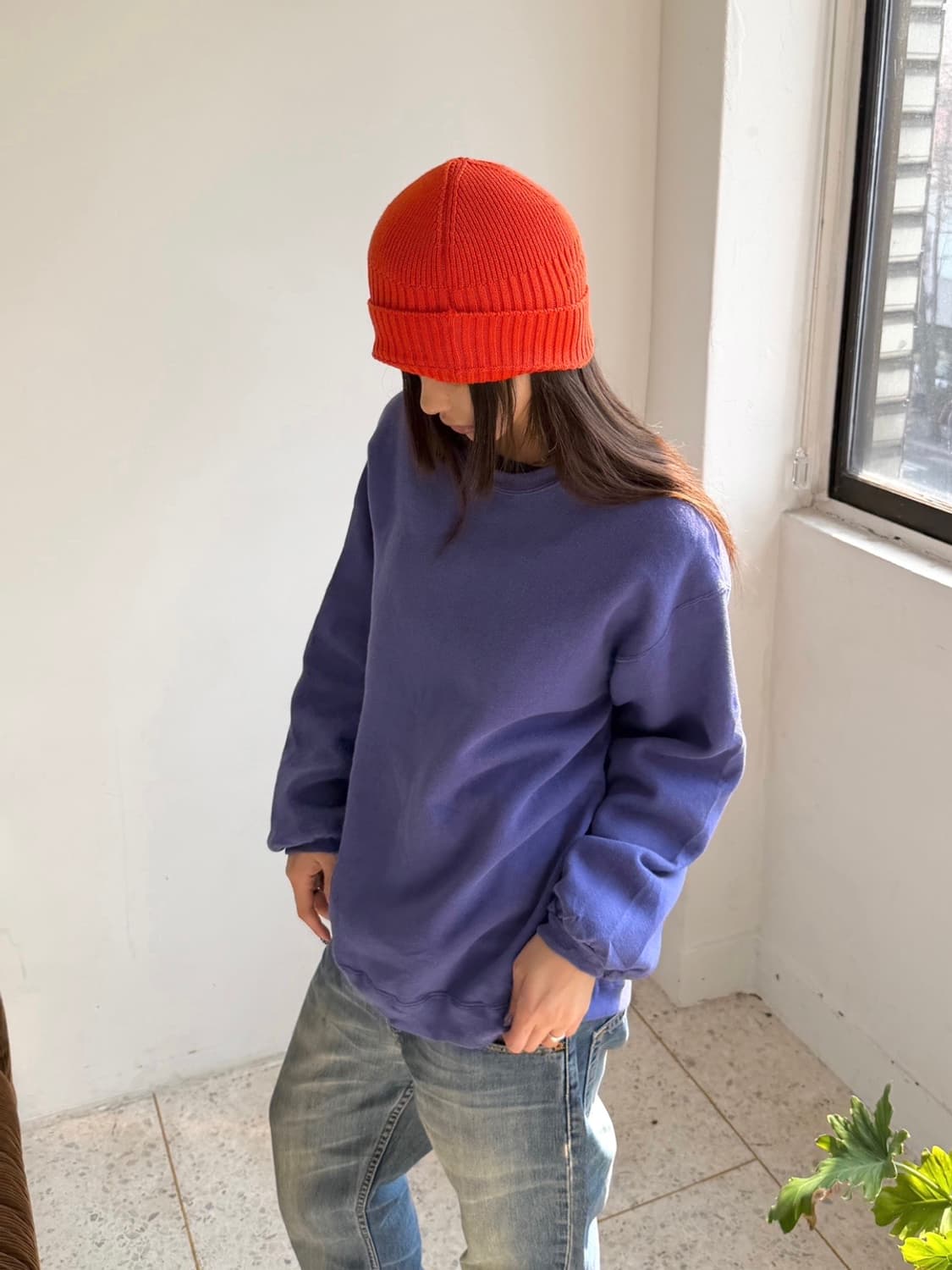 90‘s 러셀 맨투맨 퍼플 블루 블랭크 상품이미지2