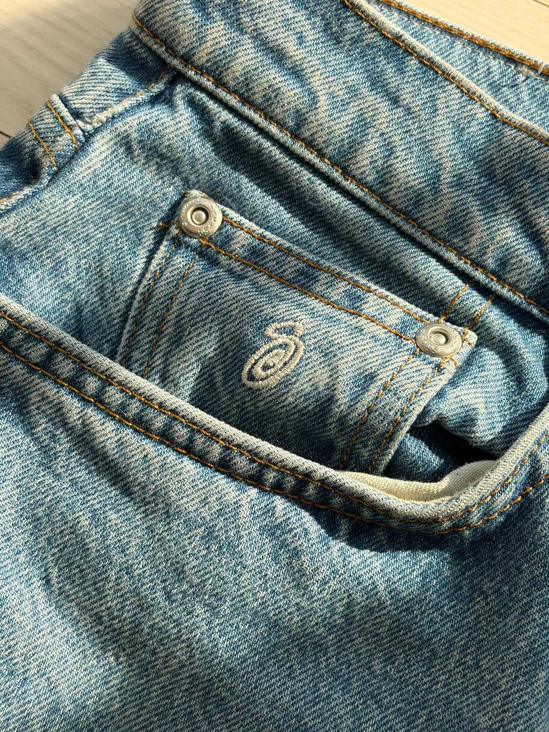 stussy 스투시 데님 빅올진 워시드 블루 30 상품이미지4