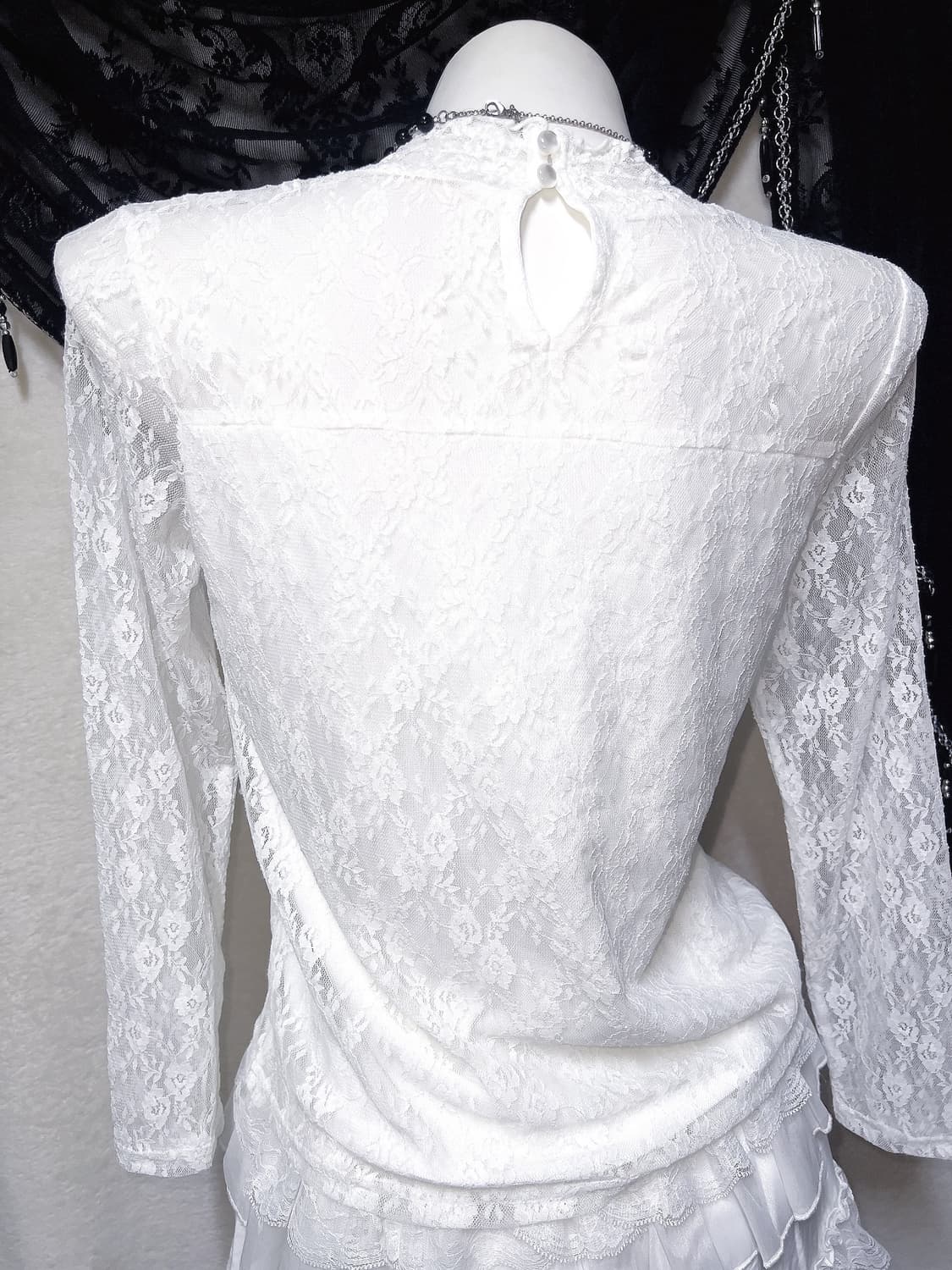 로맨틱고딕 엔젤릭 프릴넥 레이스시스루 블라우스 로걀탑 고스로리타 페어리 상품이미지8