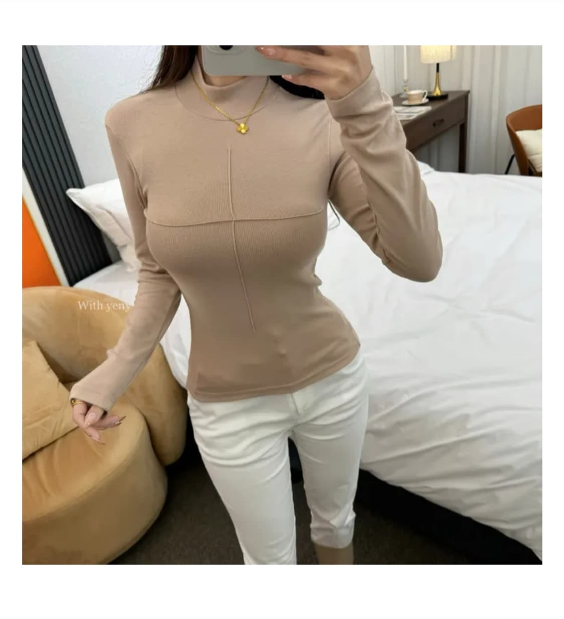 다미 십자 긴팔 반목 티셔츠 Free 상품이미지3