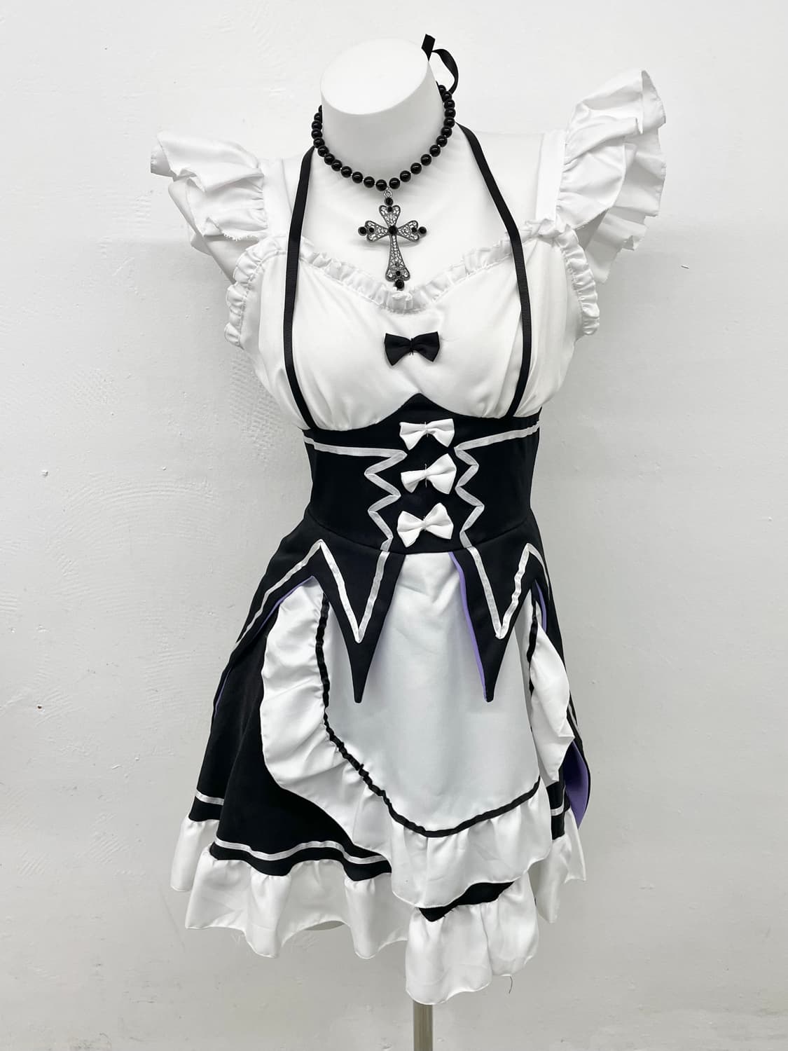 지뢰계 메이드 리본 원피스 상품이미지1