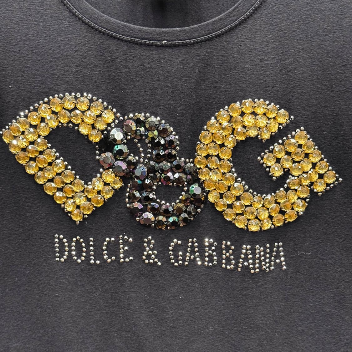 돌체앤가바나 D&G 스톤 로고 장식 크롭 반팔 티셔츠 블랙 상품이미지6