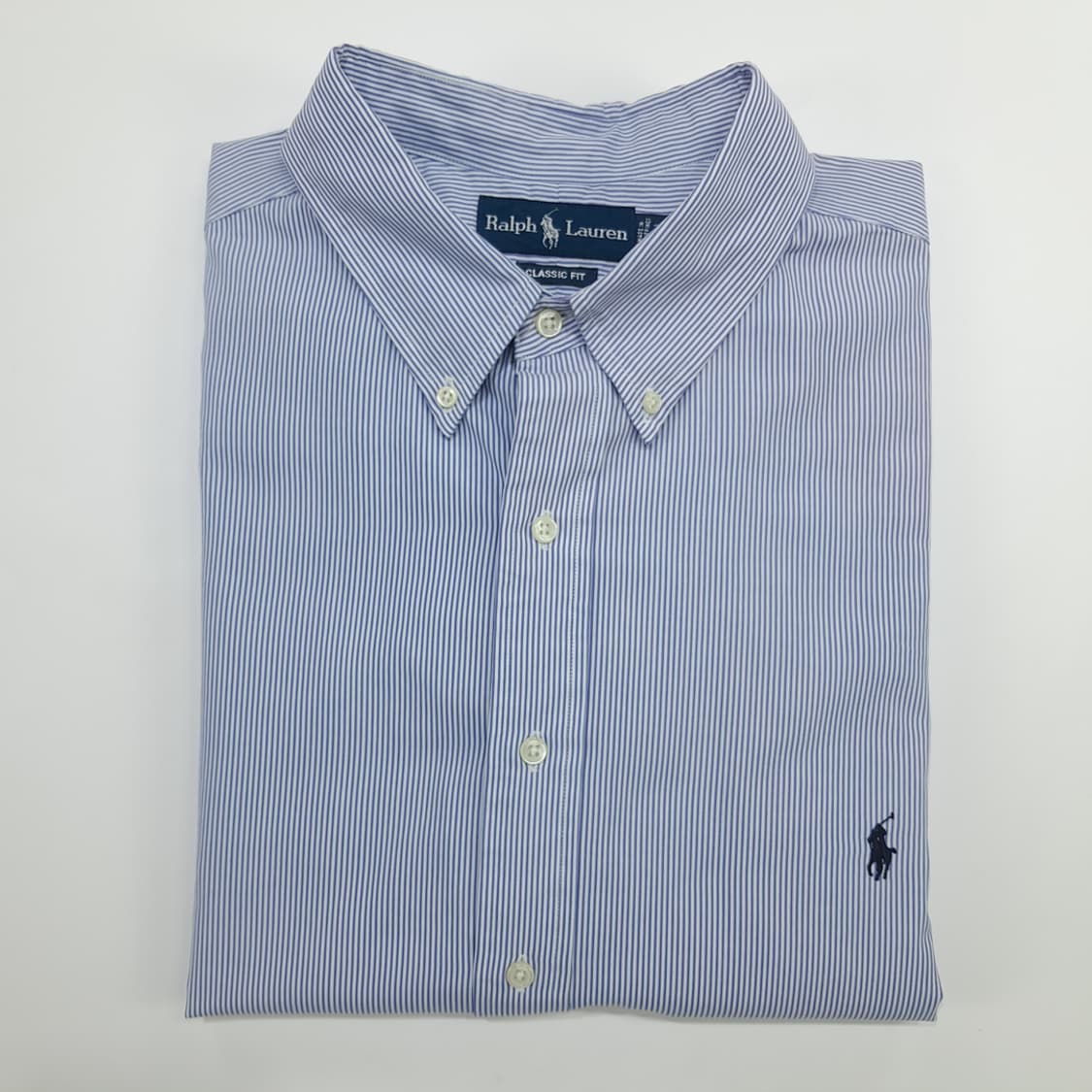 Co952 2XL Big 폴로 랄프로렌 라벤더 핀스트라이프 긴팔 셔츠 상품이미지8