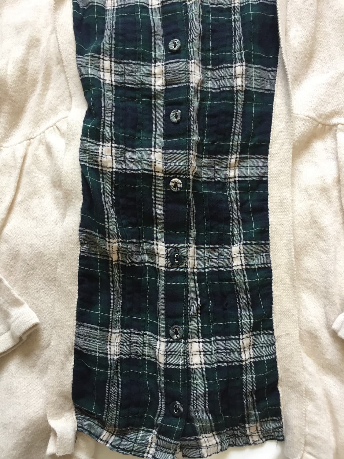 체크 레이스 레이어드 티셔츠 상품이미지3