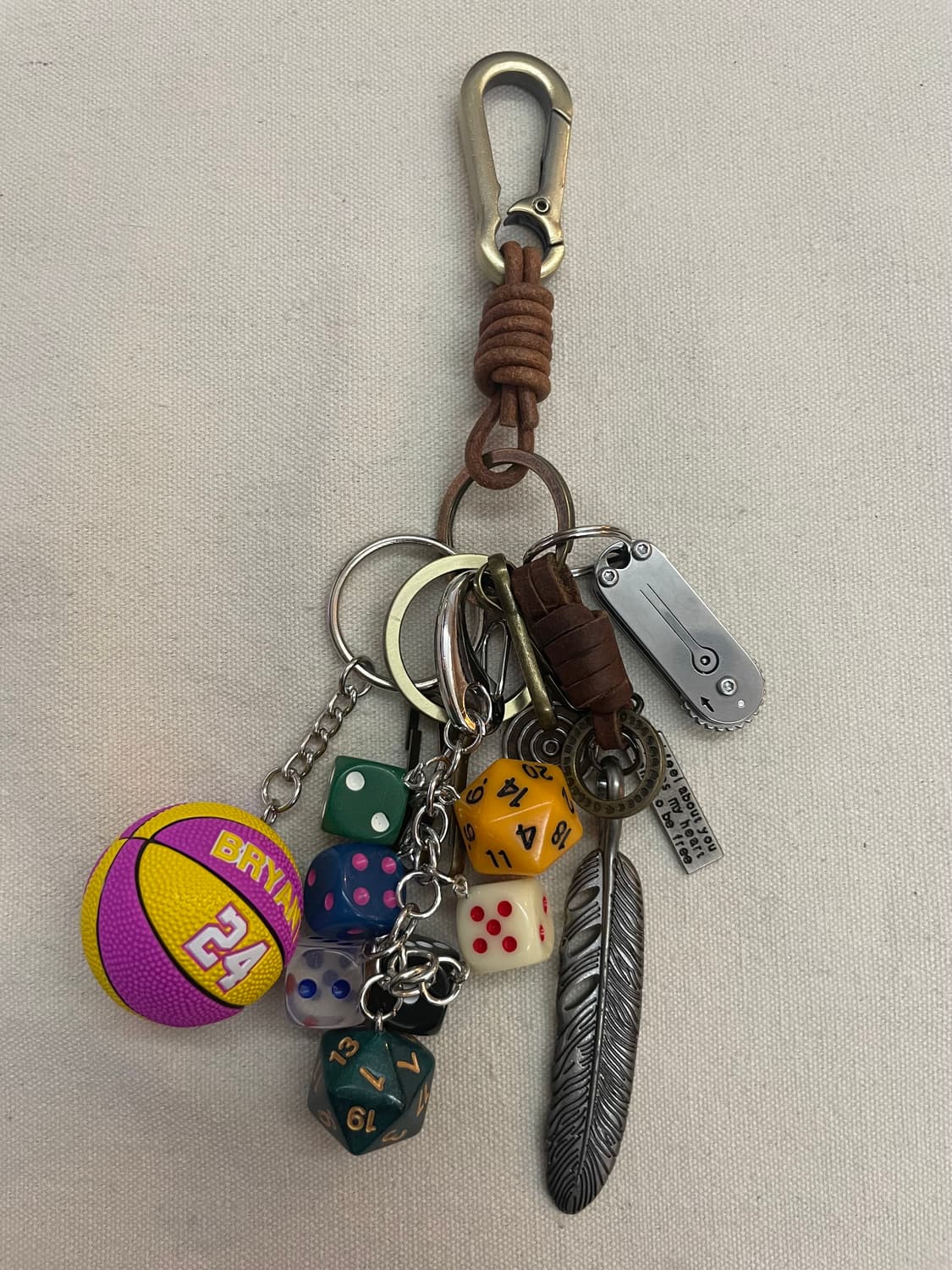 Dice & Feather Leather Keyring 상품이미지2