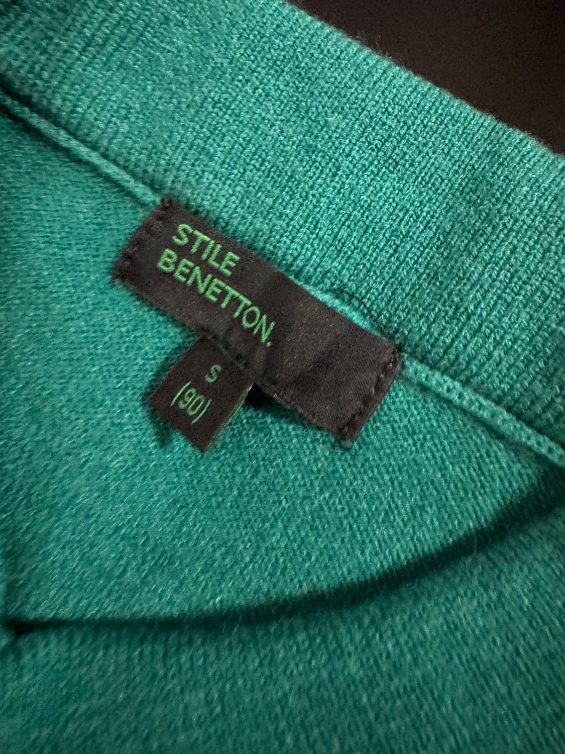 여성 베네통 깔끔한 풀오버 카라 니트 S 에메랄드 그린 상품이미지3