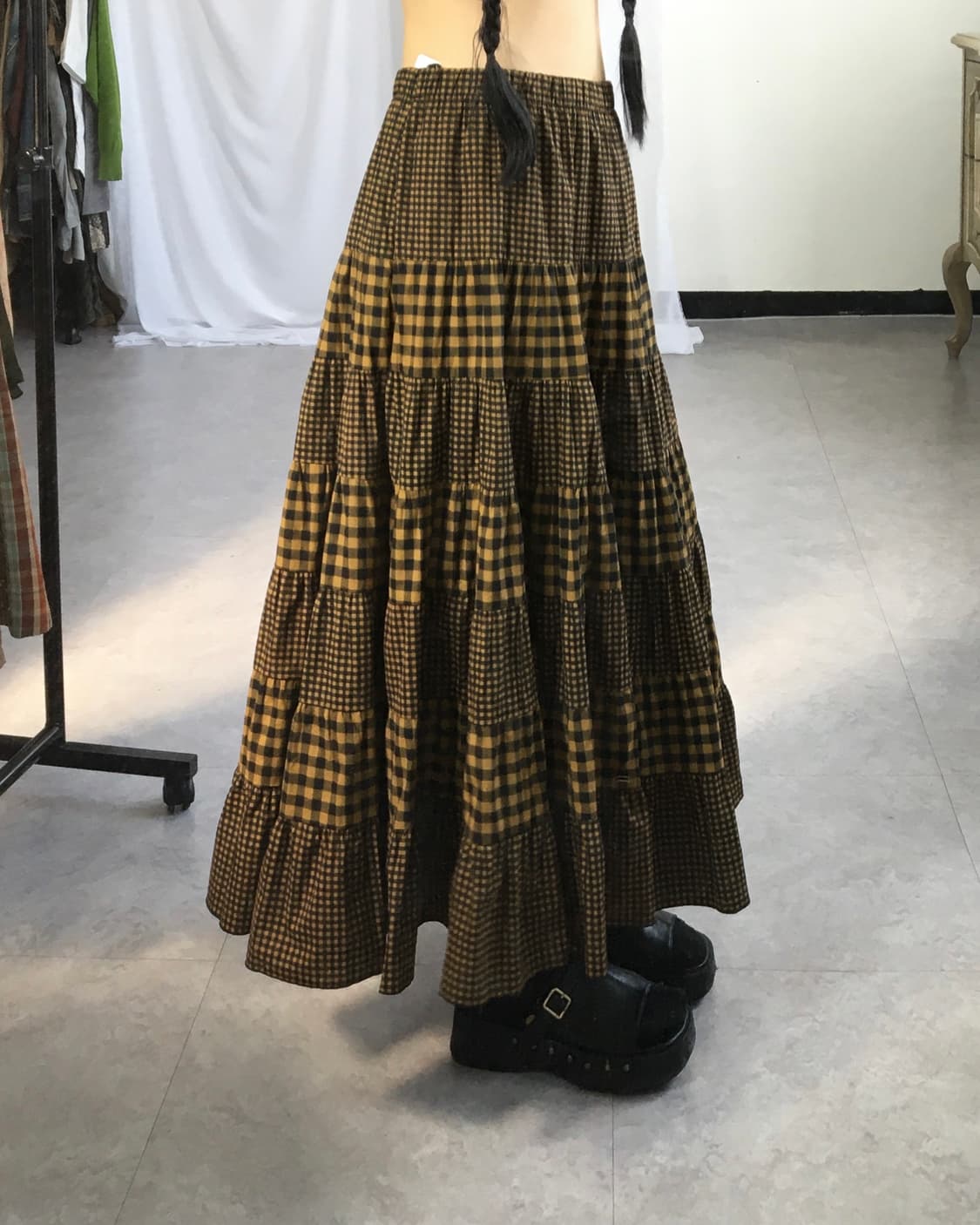 Check pattern mixed skirt 상품이미지4