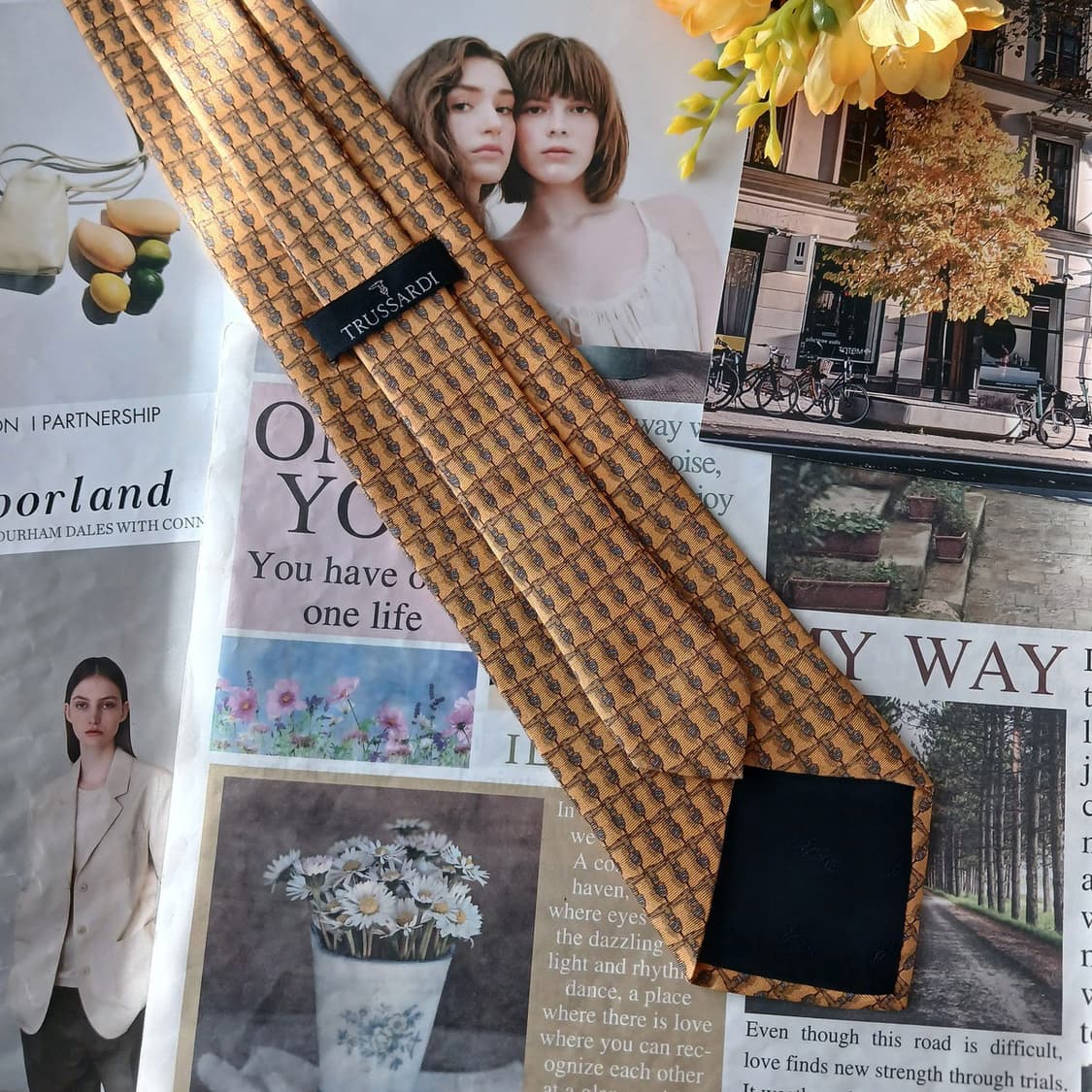 트루사르디 실크 그레이하운드 패턴 넥타이 9.3cm B등급 A18822
 상품이미지4