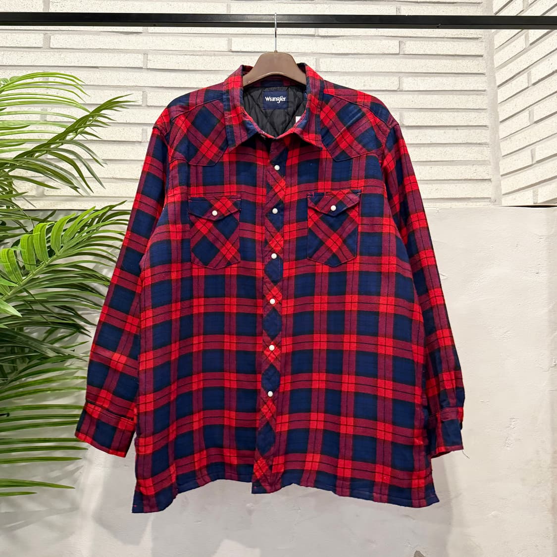 Wrangler 랭글러 버팔로 타탄체크 셔츠자켓 퀼팅안감 디테일 레드 상품이미지2