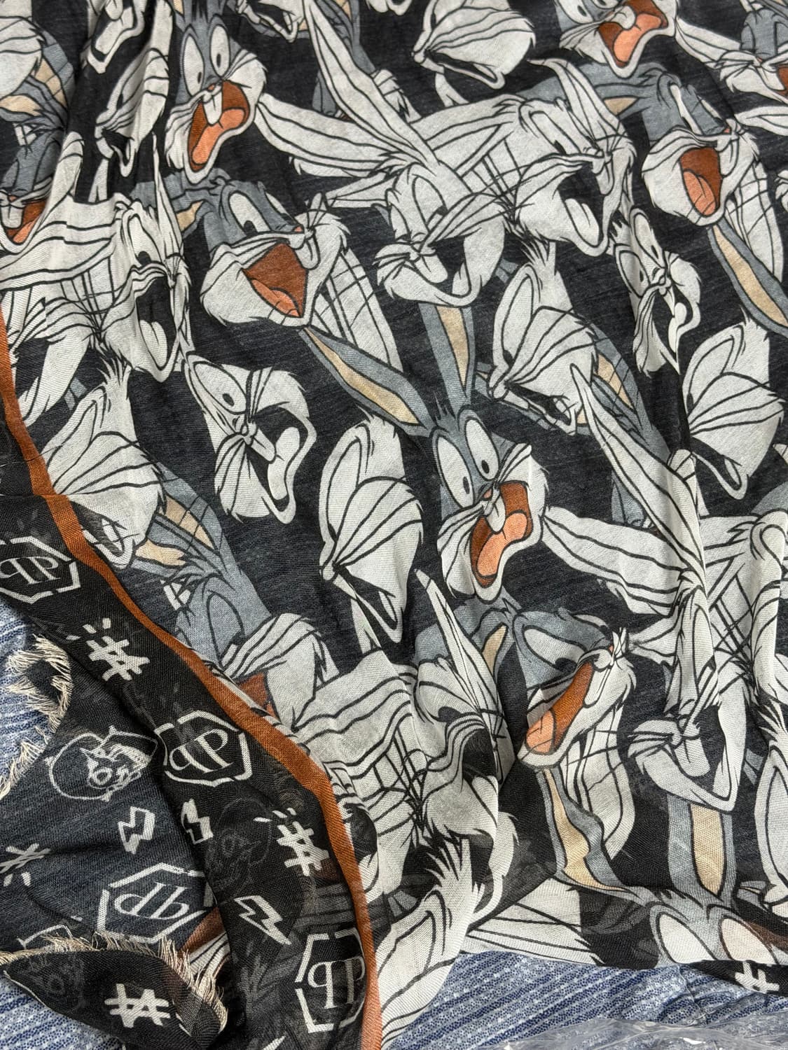 (OS) 필립플레인 모달 실크 버니 스카프 블랙 상품이미지4