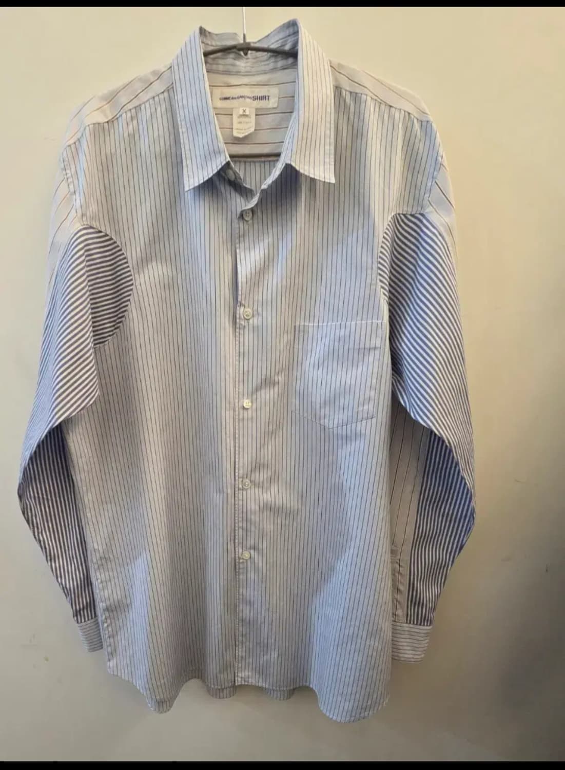 꼼데가르송 셔츠 믹스 스트라이프 패치워크 롱슬리브 셔츠 상품이미지1