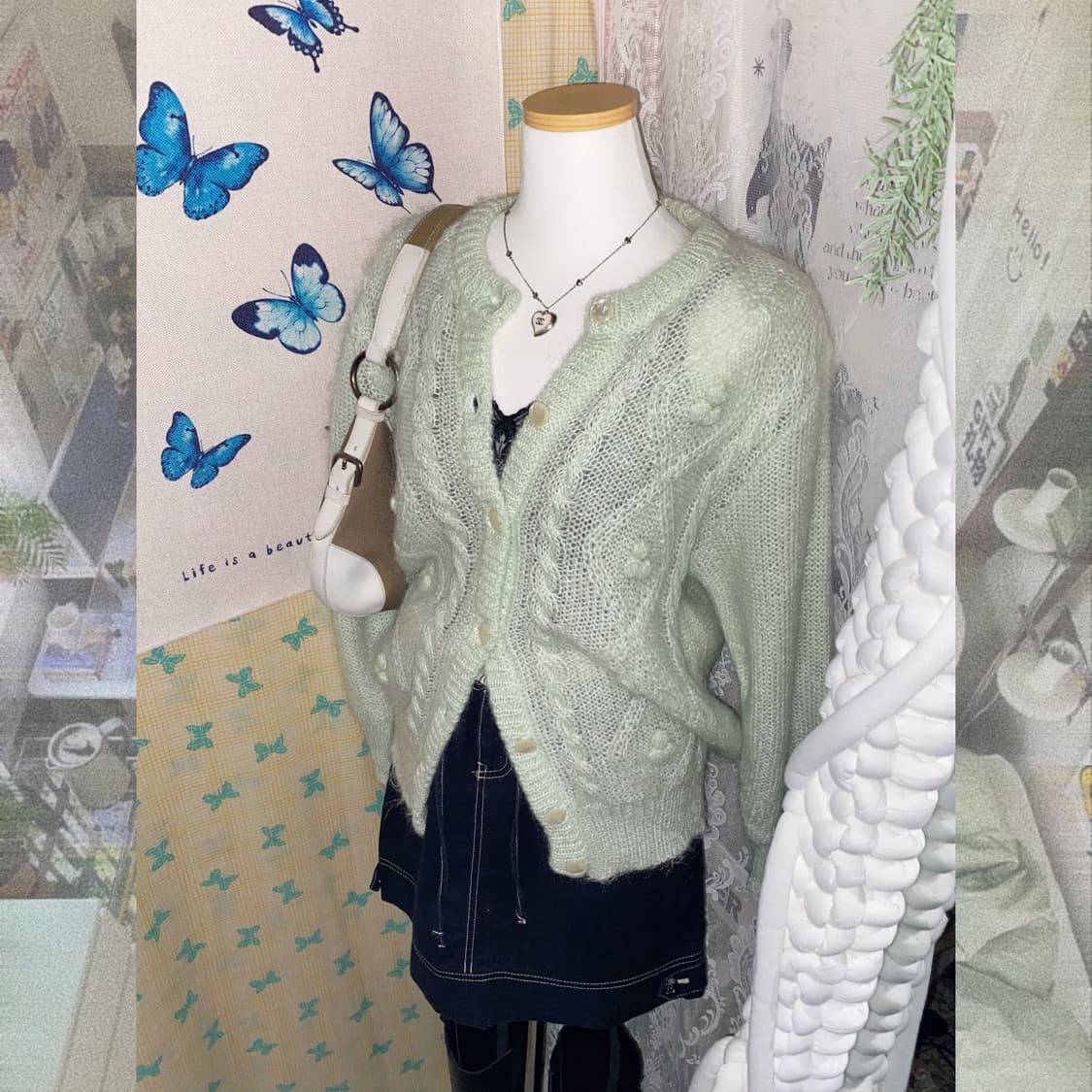 민트 꽈배기 가디건 상품이미지2