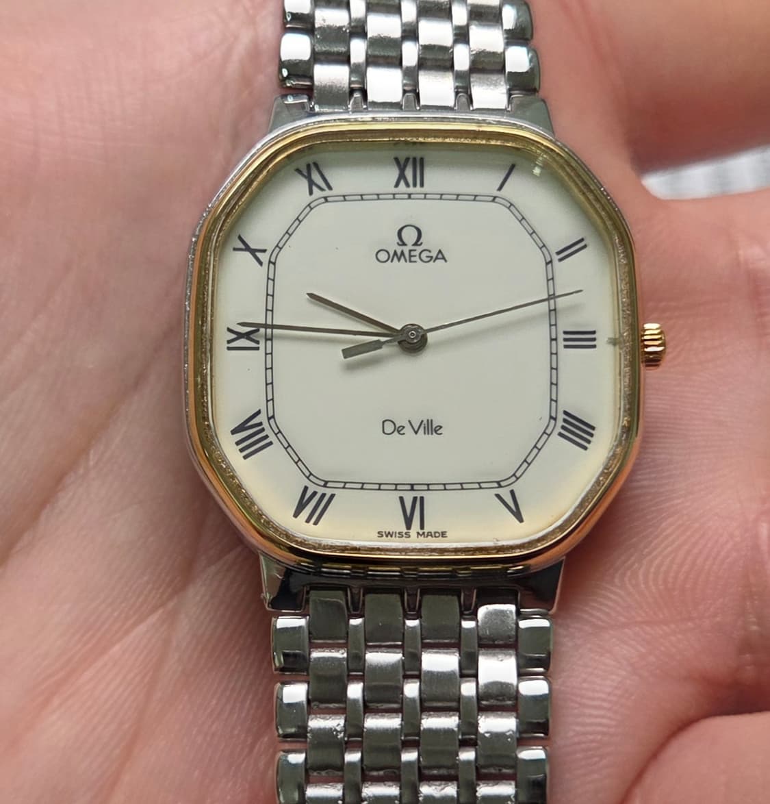 레어] 빈티지 오메가 드빌 팔각옥토 요구르트 로만판 슬림쿼츠 브레이슬릿  상품이미지10