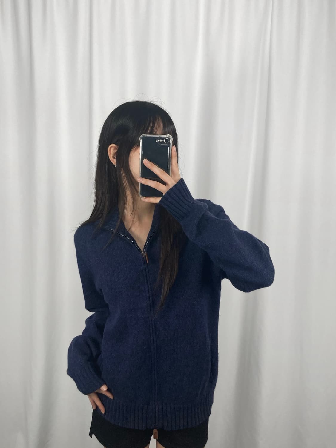 폴로 램스울 투웨이 네이비 니트 집업 상품이미지2