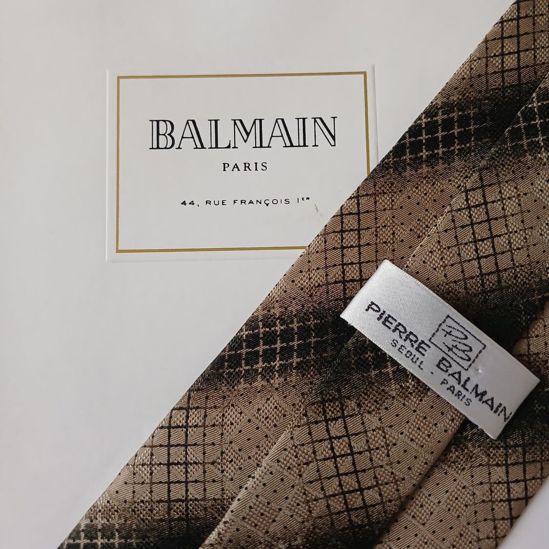 발망 실크 브라운 체크 패턴 넥타이 9.3cm A+등급 A19255
 상품이미지7