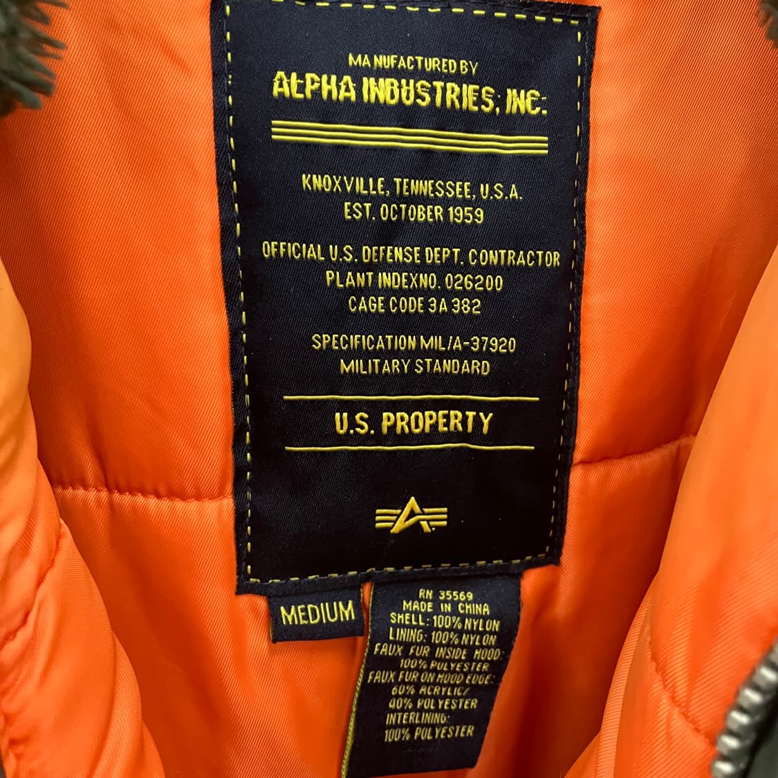 알파인더스트리 카키 N-3B 야상 파카 M 상품이미지3