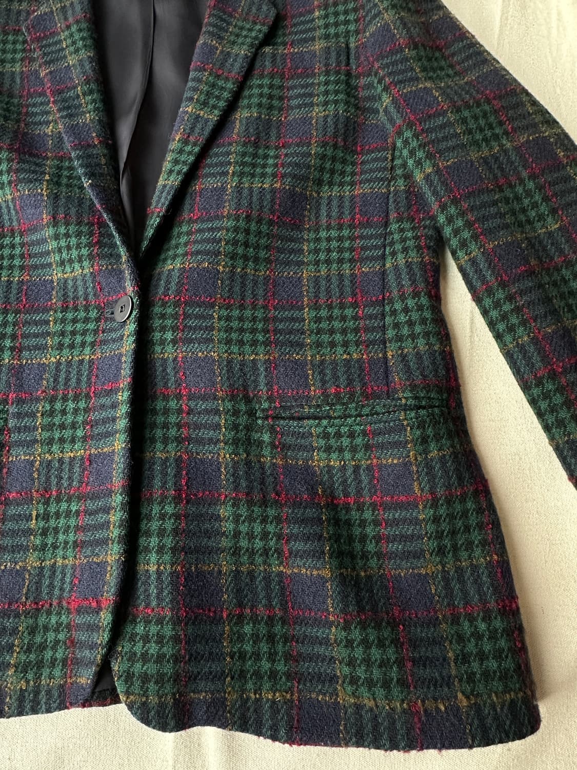 랜즈엔드 made in USA 타탄체크 울 원버튼 블레이저 10 상품이미지5