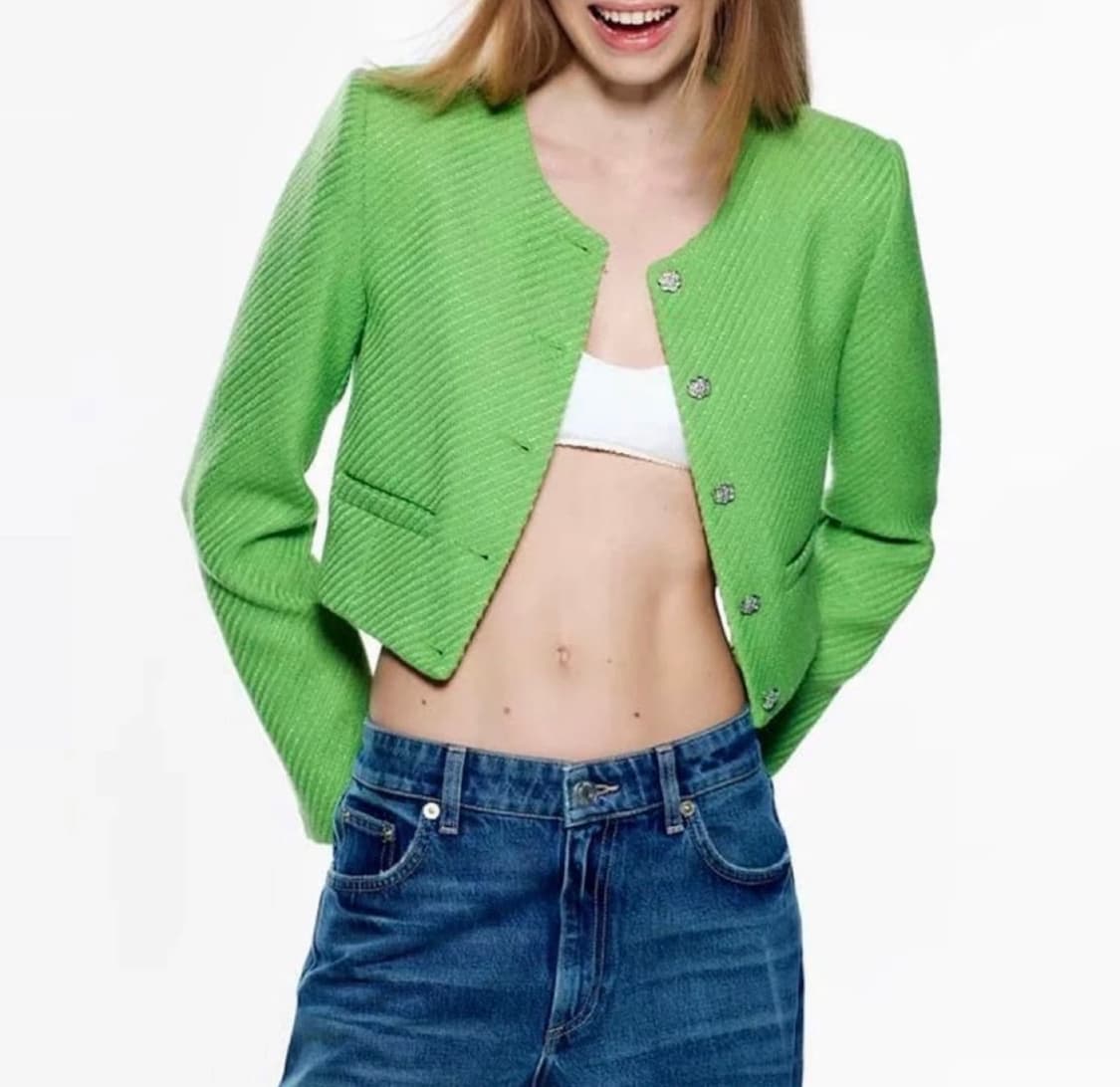 [ZARA] 리미티드 그린 트위드 자켓(실크안감/상태최상) 상품이미지1