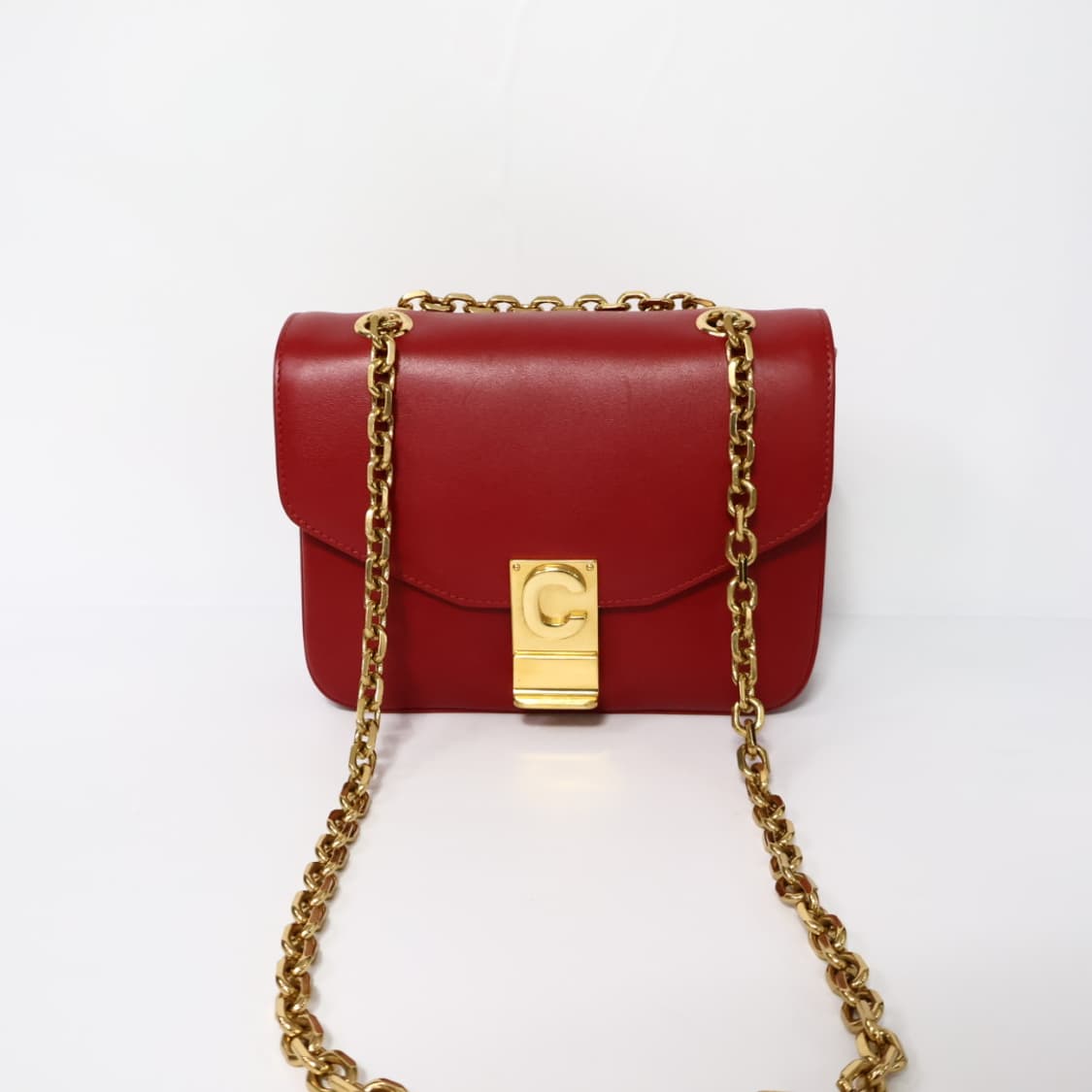 셀린느 레드 금장 C로고 체인 숄더백 스몰 상품이미지2