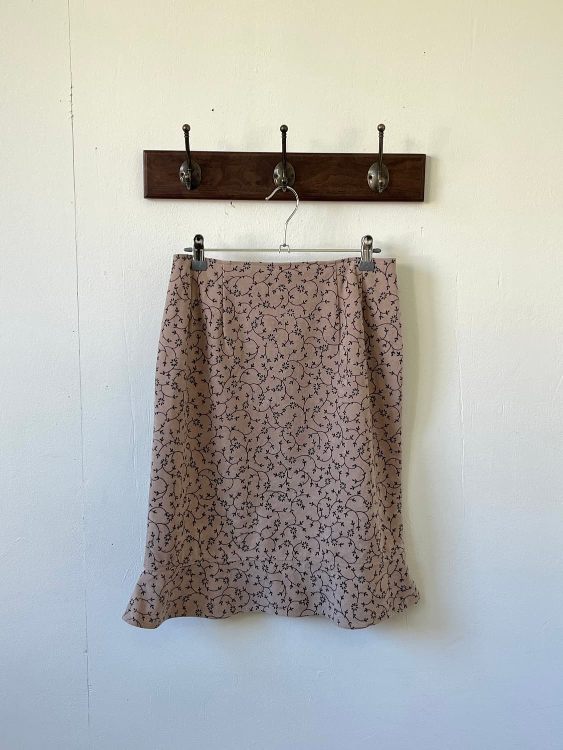 Japan vtg 베이지 플라워 미디스커트 상품이미지1