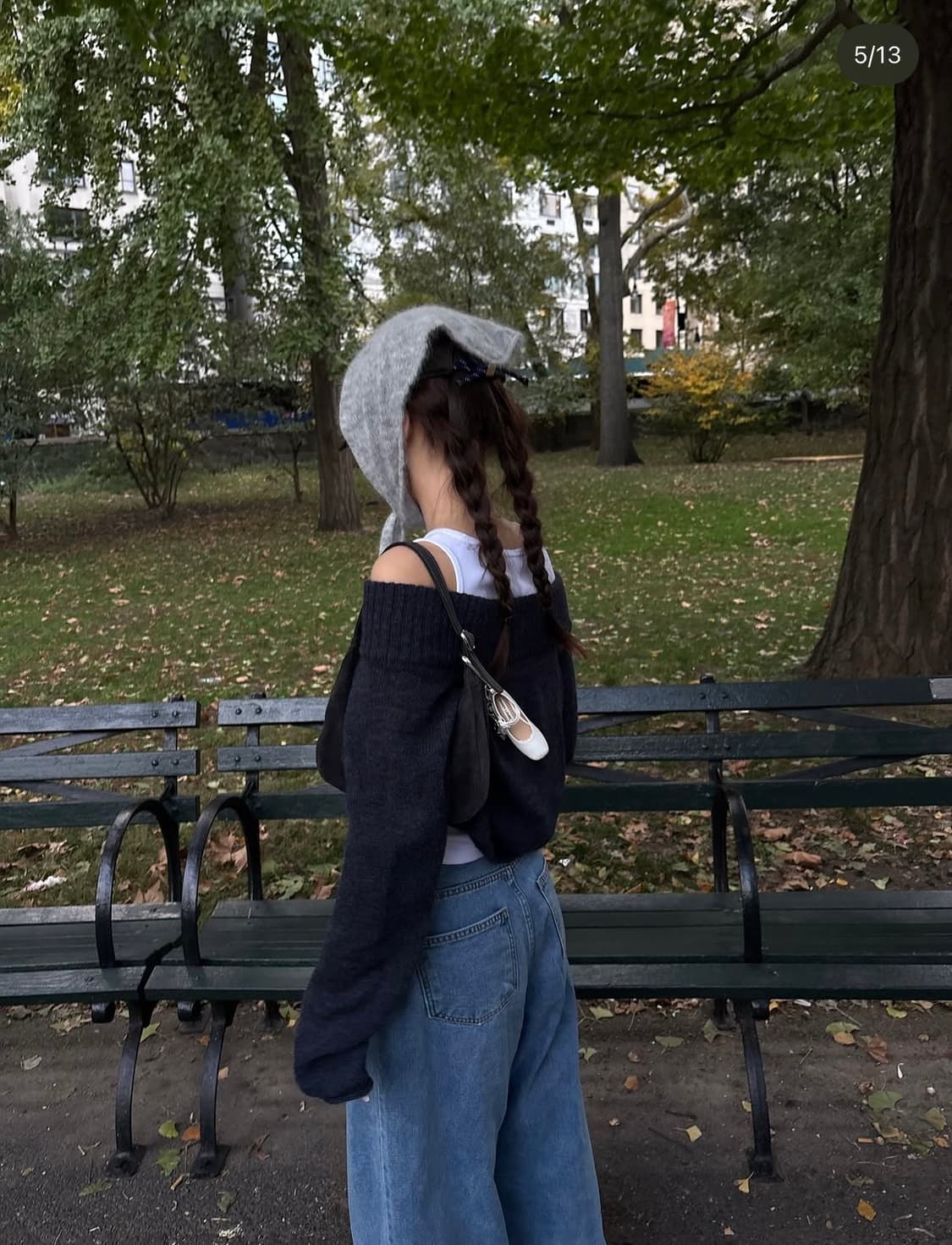 바이무드 Bell Off Shoulder Knit [smoky blue] 상품이미지4