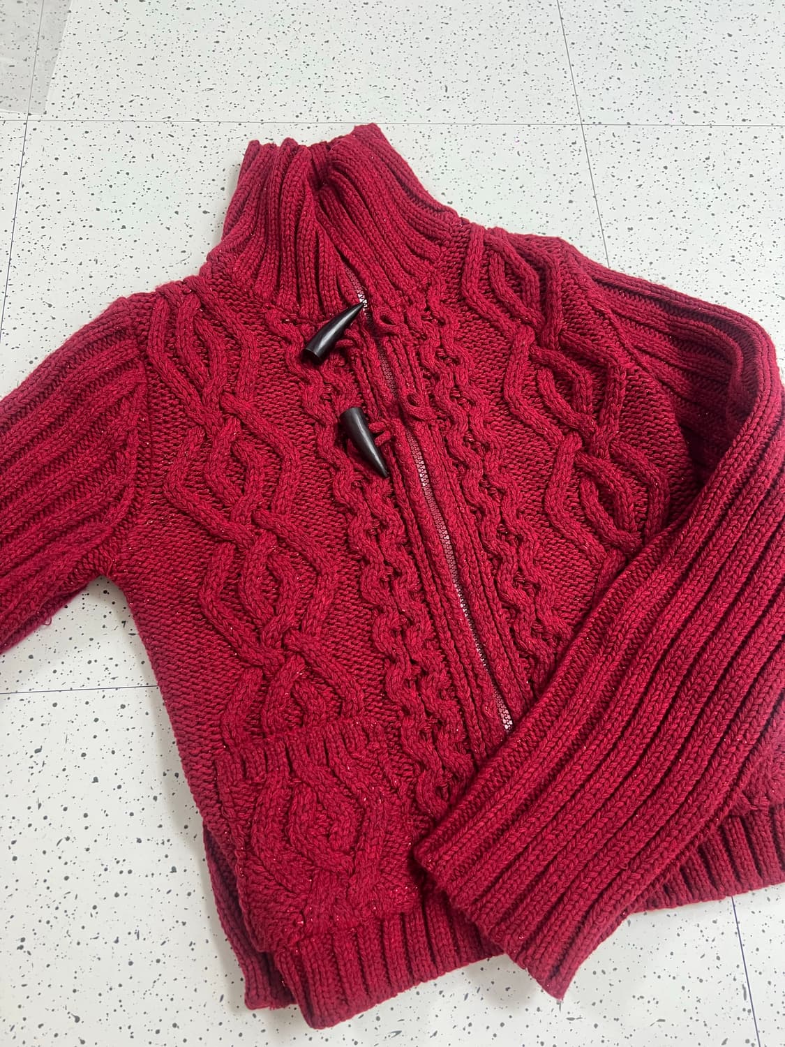 스컬프터 Two Way Cable Cardigan Red 가디건 상품이미지2