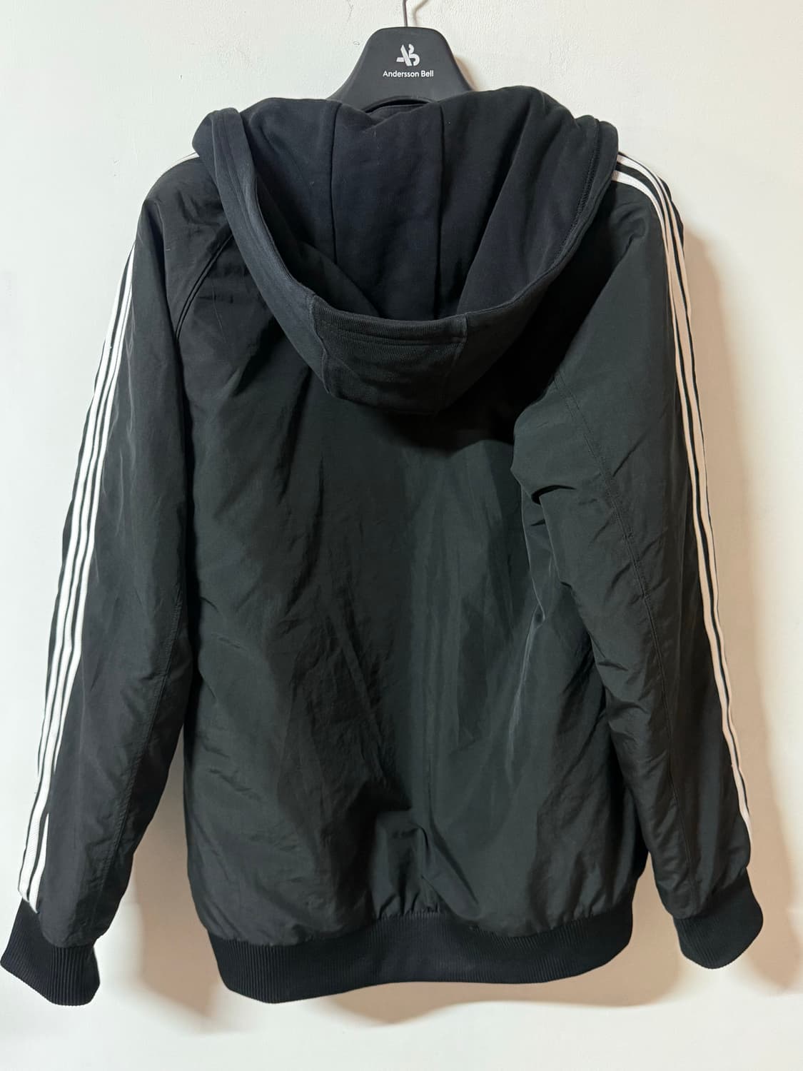 아디다스 봄버 후드 자켓 블랙 삼선 상품이미지6