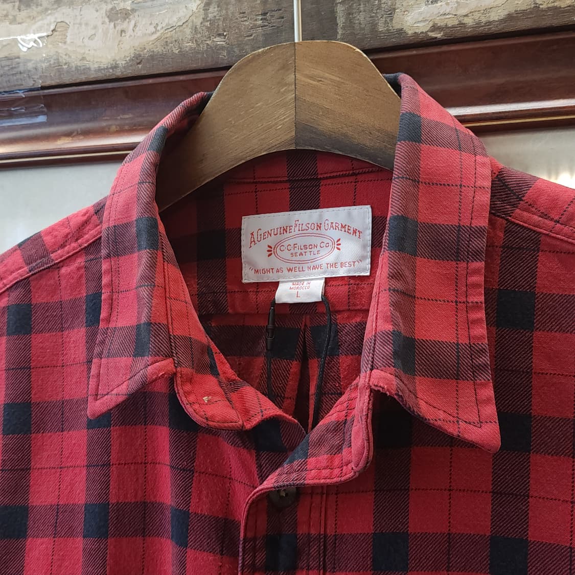 00년대 필슨 알래스칸 가이드 셔츠 헤비 코튼 플란넬 셔츠 레드체크 L 상품이미지5