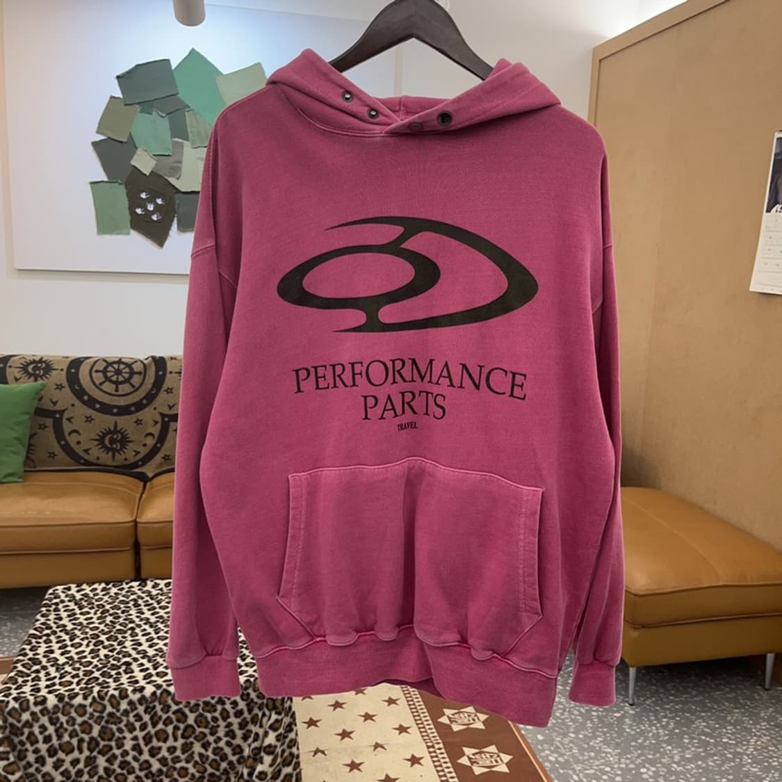 트래블 Y2K 레트로 마젠타 핑크 후드티 M C09067 상품이미지3