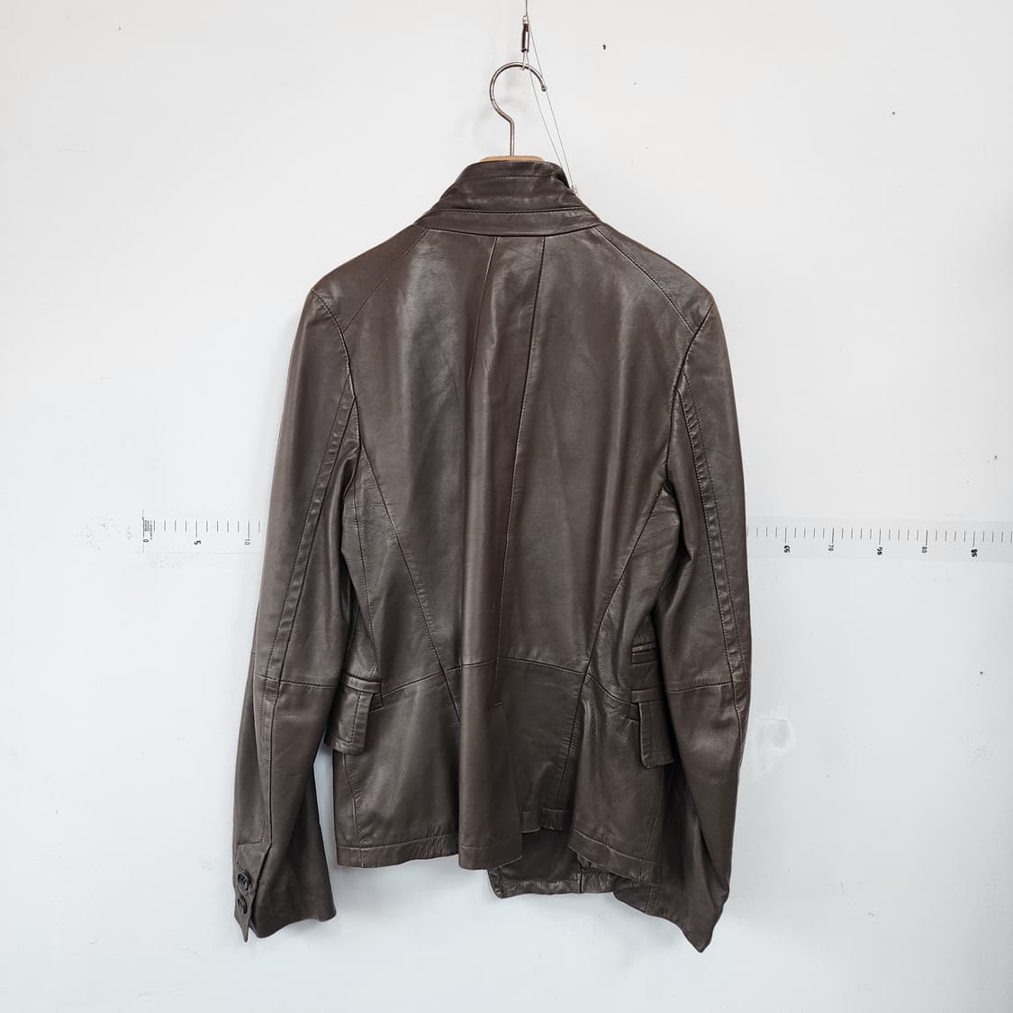 시스템 브라운 가죽 언발란스 자켓 상품이미지3