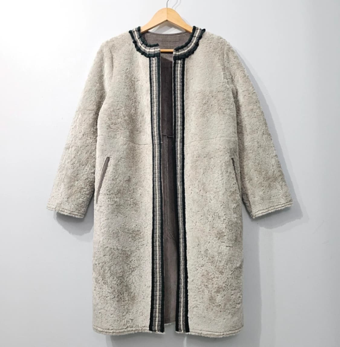 베네통 그레이 퍼 롱코트 ~55 상품이미지2