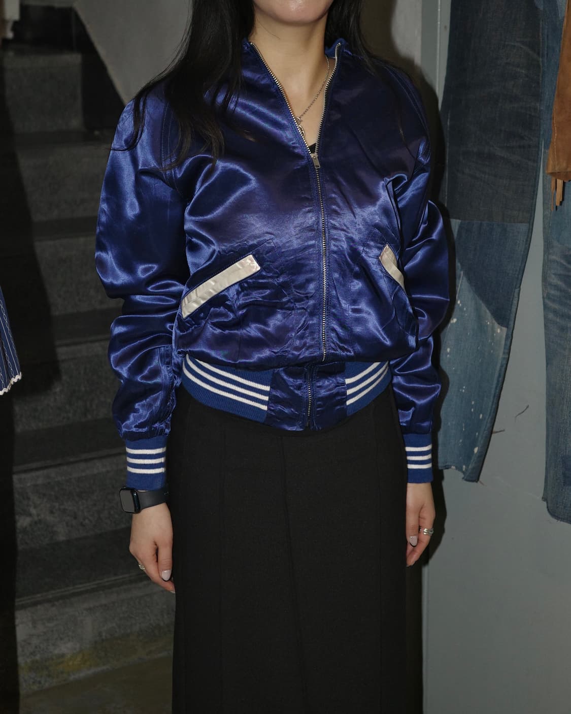 60’s 빈티지 나일론 새틴 블루종 자켓 상품이미지6