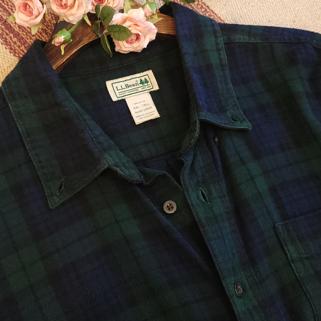 90s 엘엘빈 체크셔츠 플란넬 셔츠 헤비코튼 빅셔츠 블랙와치 xxl 상품이미지9