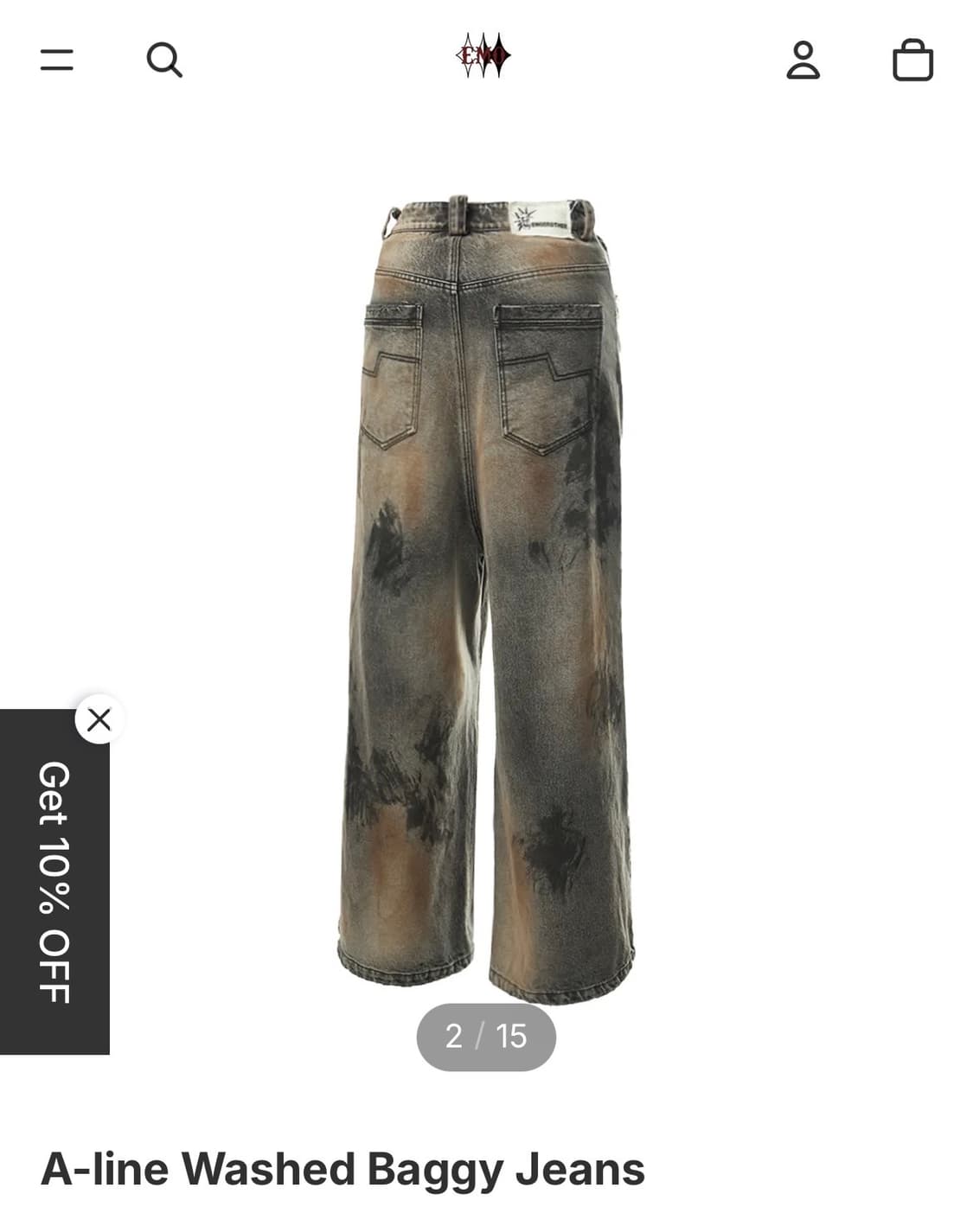 emobrother A-line Washed Baggy Jeans 상품이미지2