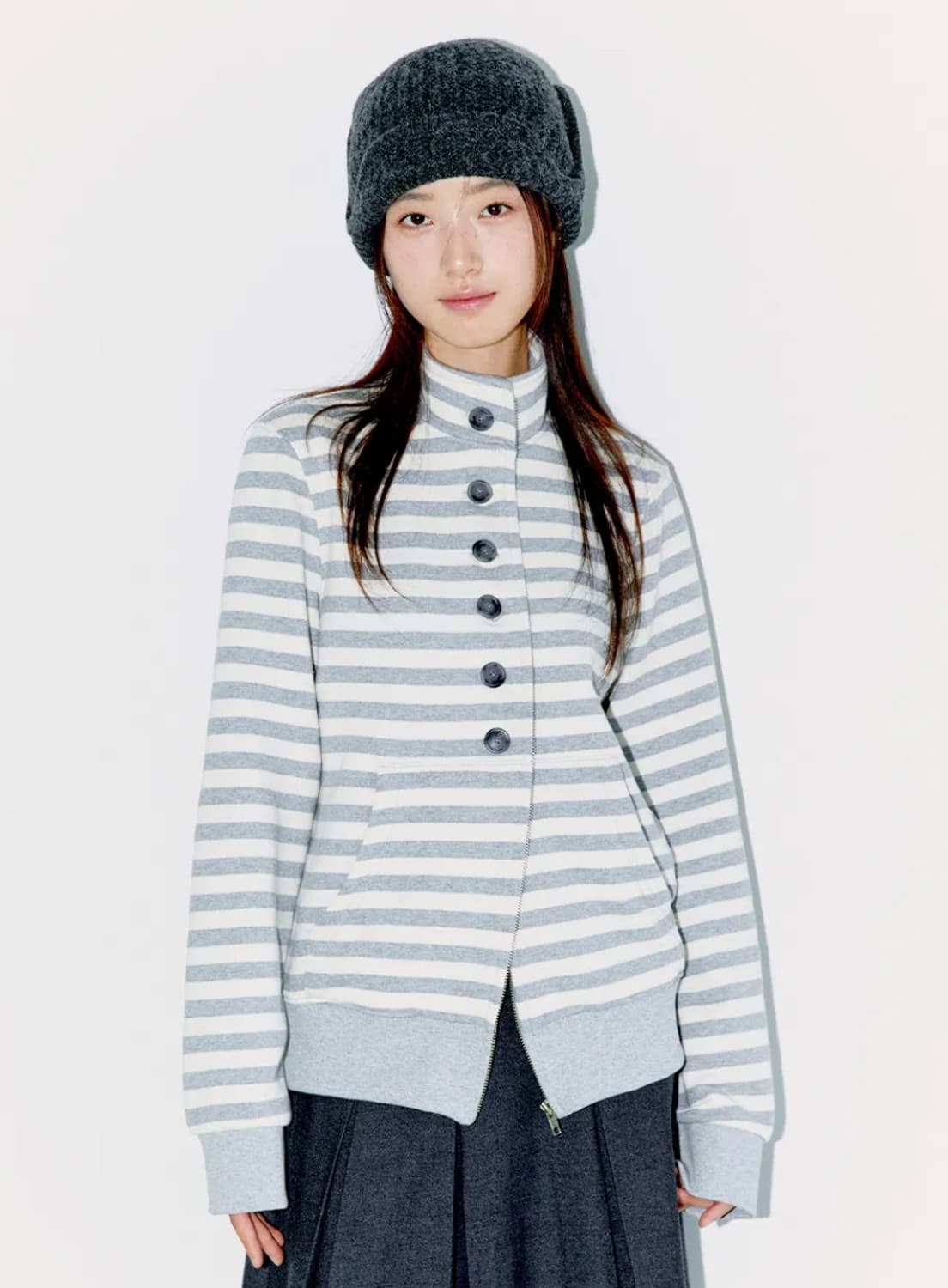 오피쉬 버튼 스트라이프 투웨이 집업 상품이미지5