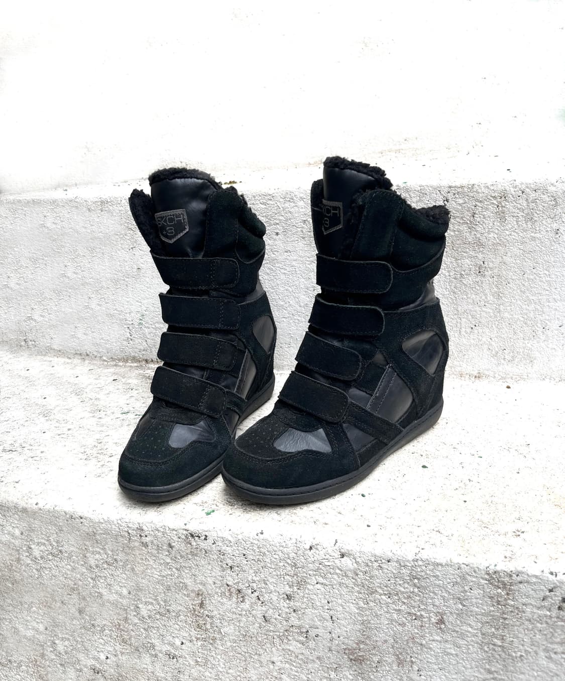 Skch 히든웨지힐 하이탑 미드 올블랙 상품이미지7