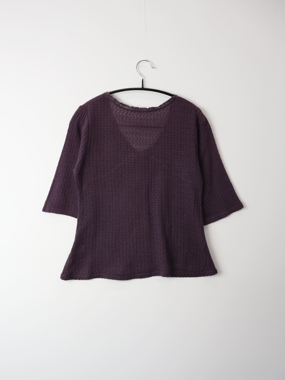 Jpn Deep Purple Lace Trim V-Neck Blouse 상품이미지3