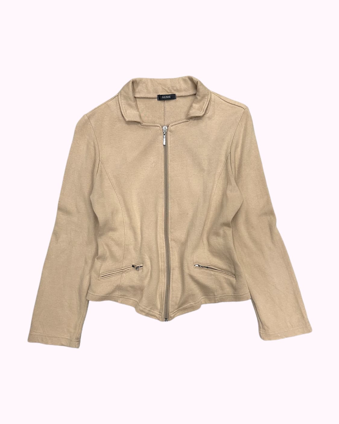 beige sweat zip-up jacket 상품이미지1