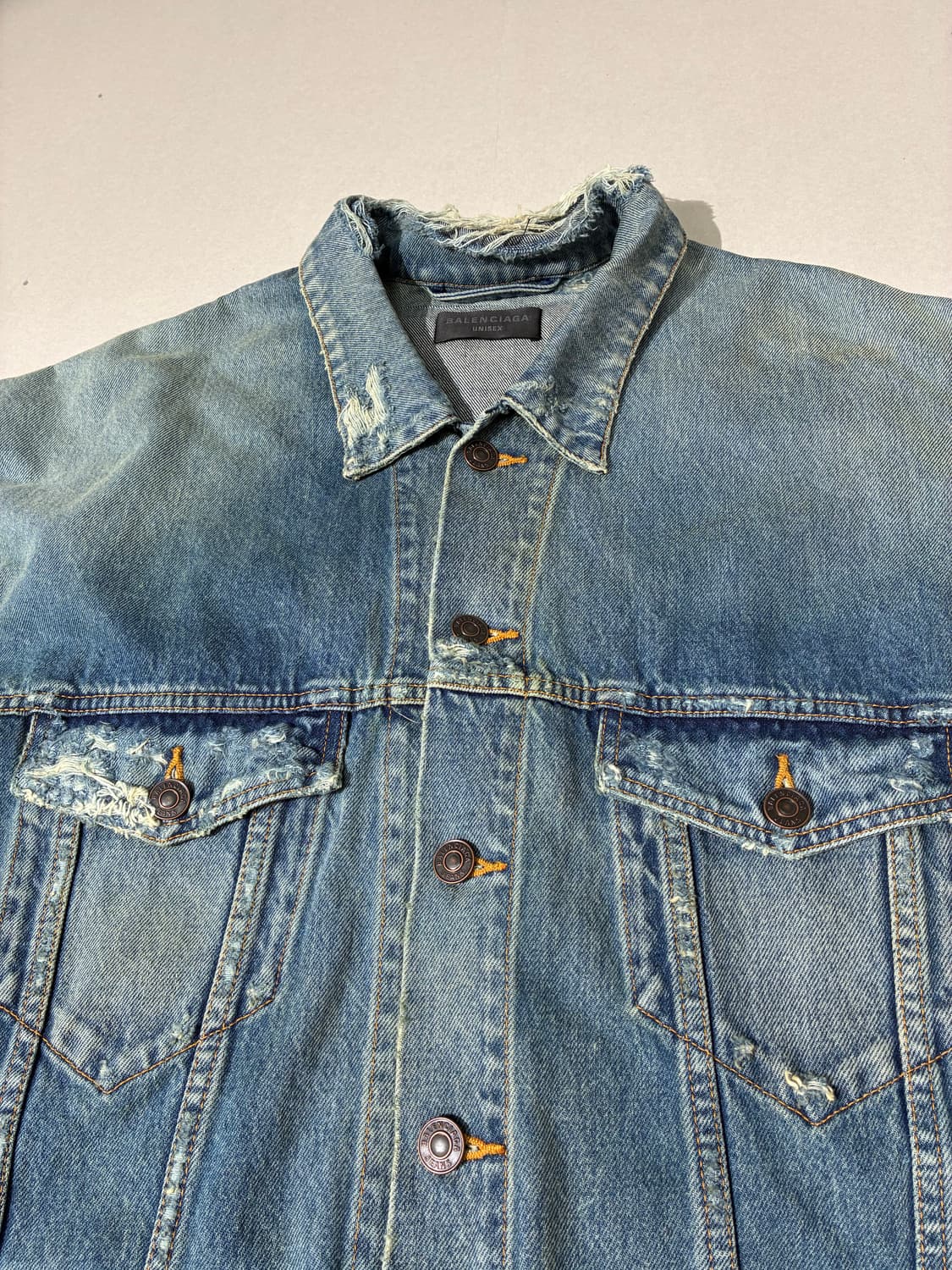 발렌시아가 패치 디스트로이드 데님 자켓 블루 3사이즈 상품이미지4