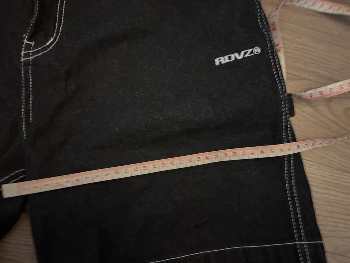 새상품급 RDVZ 스티치 흑정 데님 카고 와이드버뮤다반바지 남여공용mL 상품이미지6